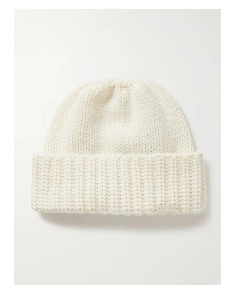 Saint Laurent Ribbed Cashmere Beanie - Off-white Off-white