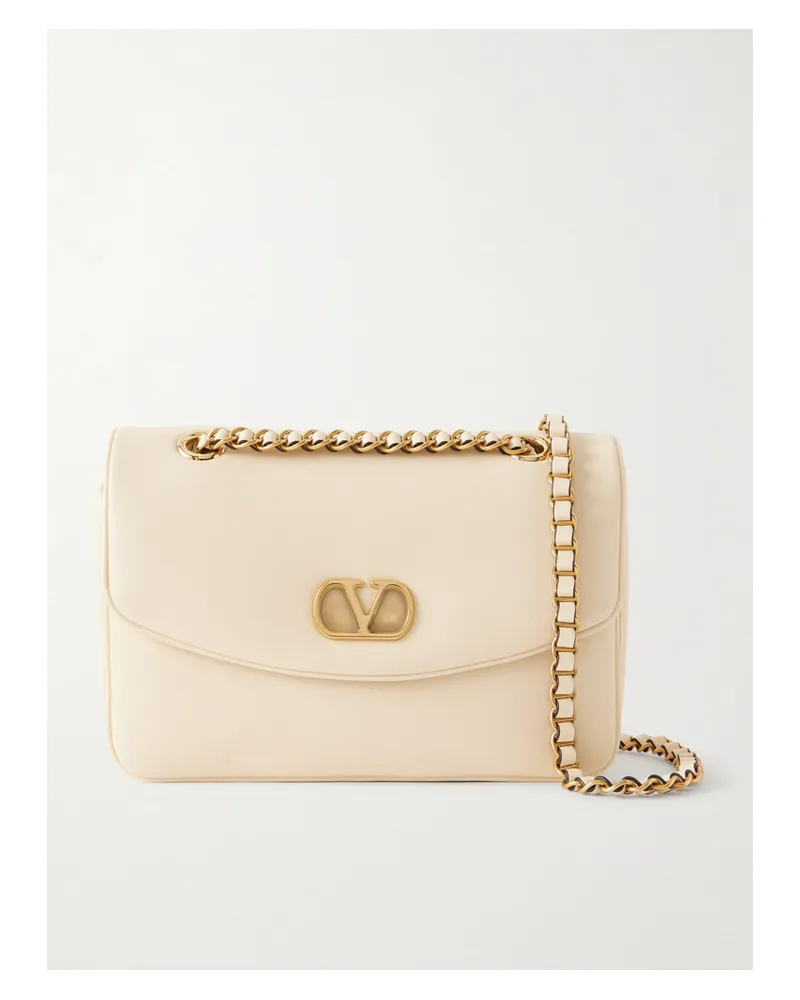 Valentino Garavani Djuna Embellished Leather Shoulder Bag - Neutrals Neutrals
