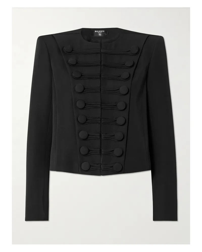 Balmain Spencer Jacke Aus Grain De Poudre Aus Wolle Mit Zierknöpfen - Schwarz Schwarz