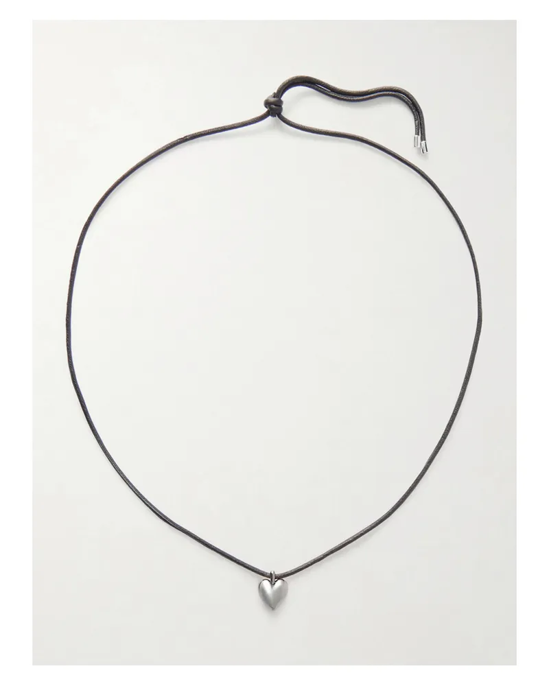 Jennifer Fisher Puffy Heart Silver-plated And Leather Choker - Gray Gray