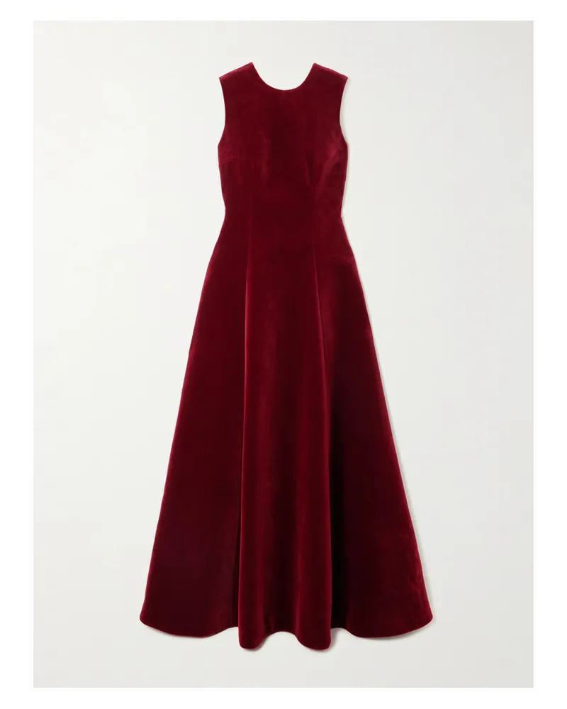 EMILIA WICKSTEAD Nodin Cotton-velvet Gown - Burgundy Burgundy