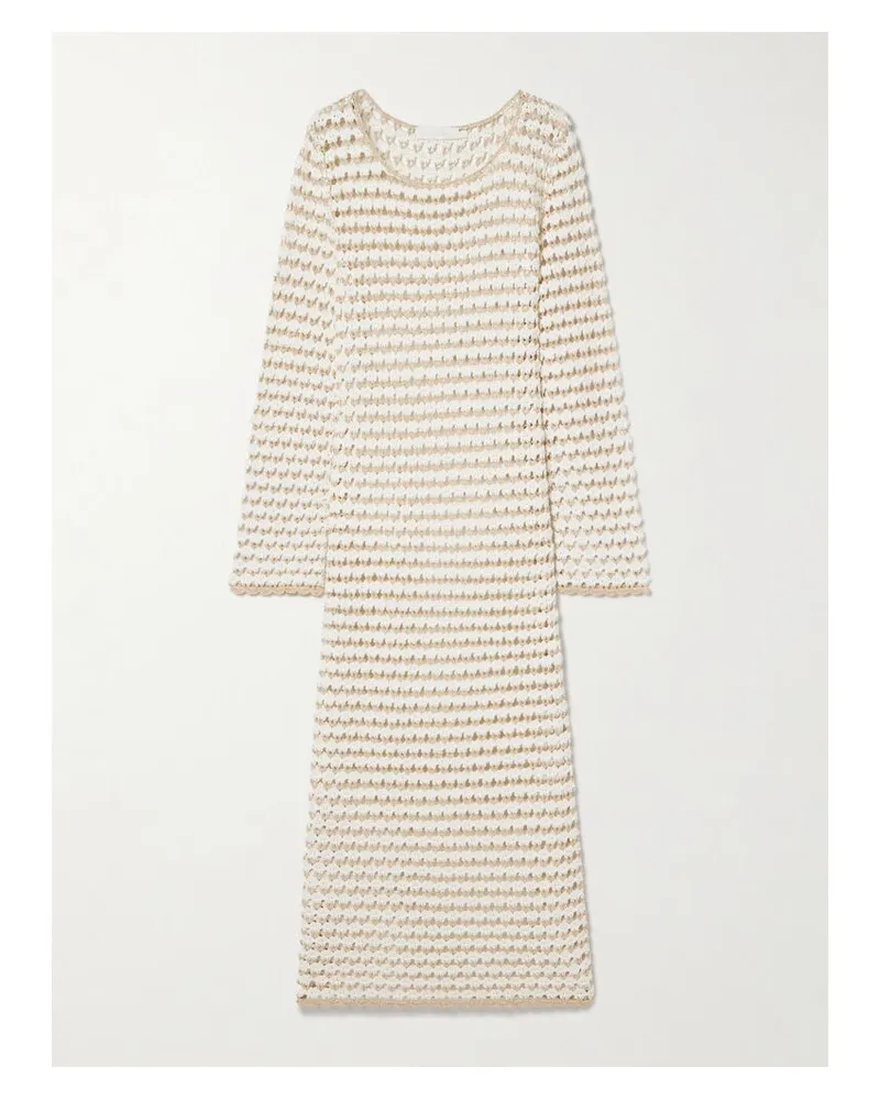 Zimmermann Tallow Midikleid Aus Einer Gehäkelten Baumwollmischung In Metallic-optik - Elfenbein Elfenbein