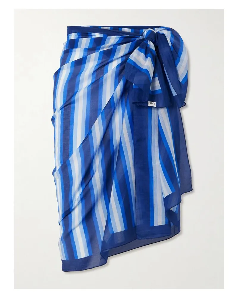 LIDO Pareo Aus Gestreiftem Voile Aus Einer Baumwoll-seidenmischung - Blau Blau