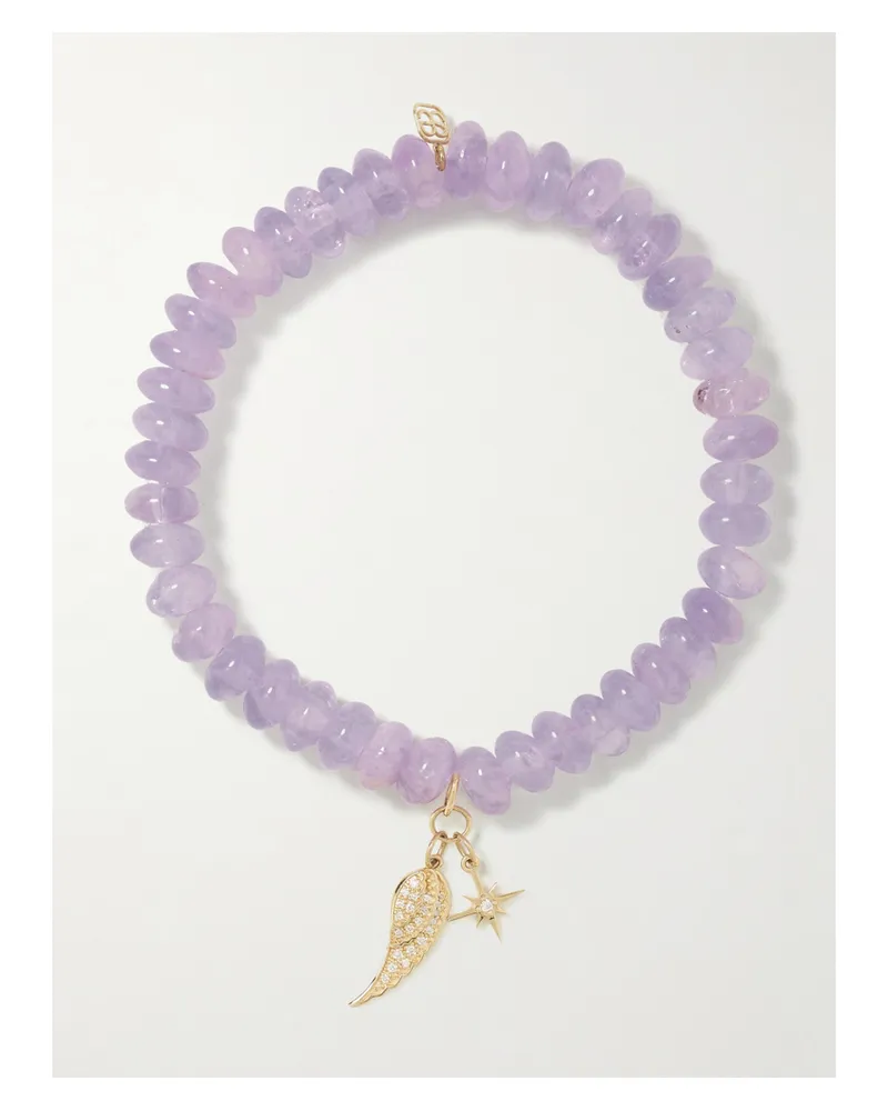 Sydney Evan Wing And Starburst Armband Mit Amethysten, Diamanten Und Details Aus 14 Karat Gold Gold
