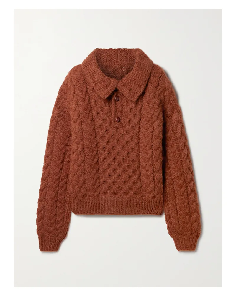 DÔEN Nuage Zopfstrickpullover Aus Einer Alpaka-merinowollmischung - Braun Braun
