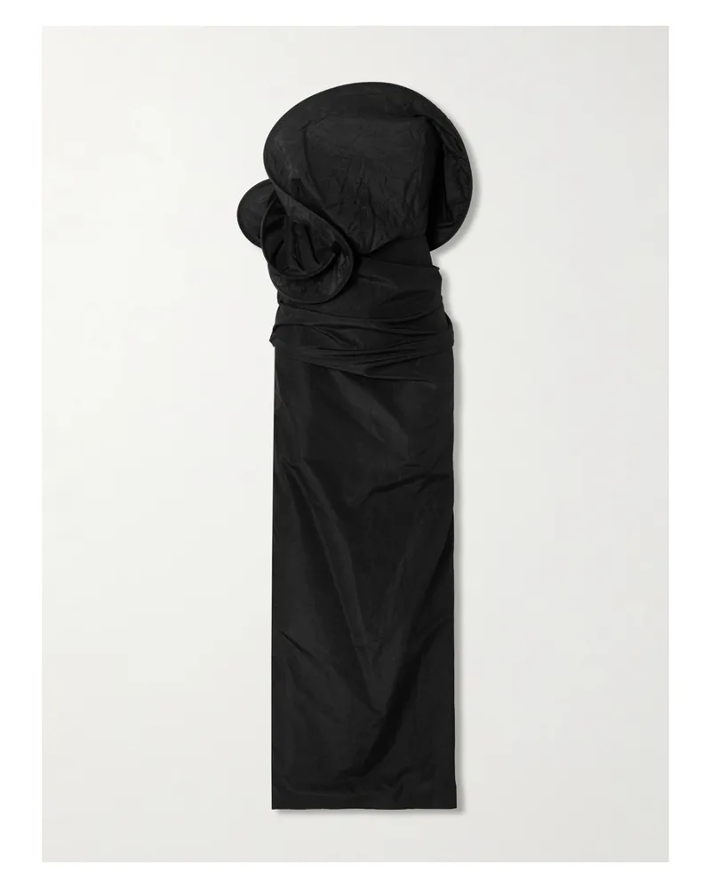 Magda Butrym Trägerloses Maxikleid Aus Seidentaft Mit Raffungen - Schwarz Schwarz