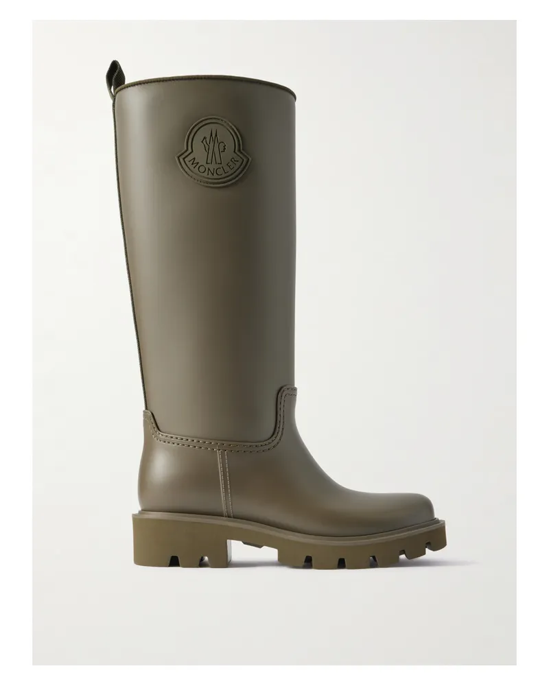 Moncler Kickstream Pvc And Shell Knee Boots - Green Green