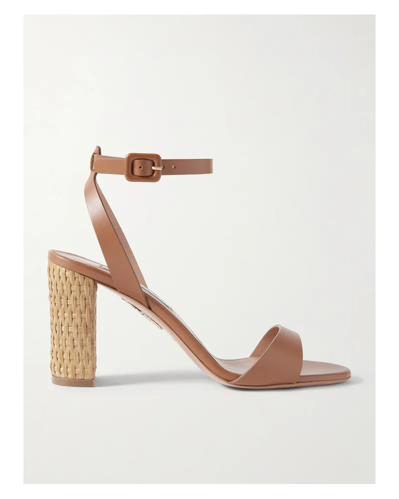 Aquazzura Sunseeker 85 Leather Sandals - Brown Brown