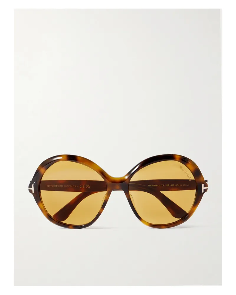 Tom Ford Annabelle Round-frame Tortoiseshell Acetate Sunglasses - Brown Brown