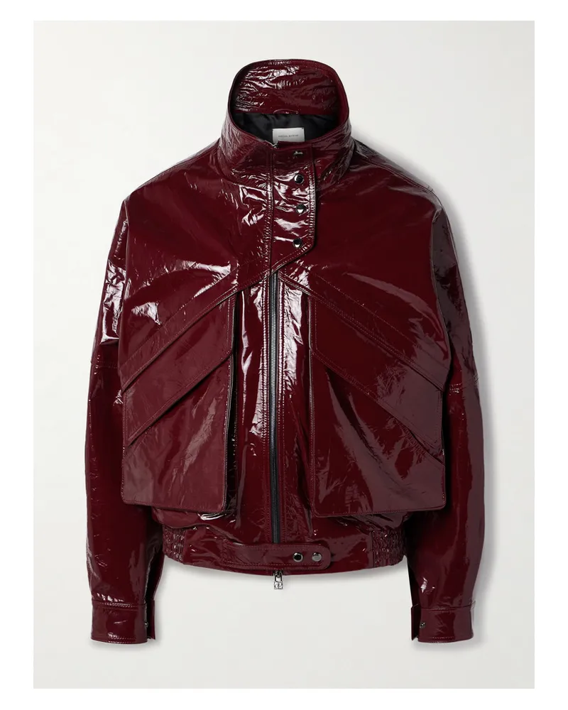 Magda Butrym Jacke aus Glanzleder Burgunder