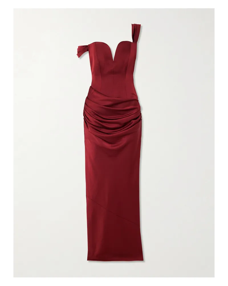 Alex Perry Off-the-shoulder Draped Cady And Satin Gown - Red Red
