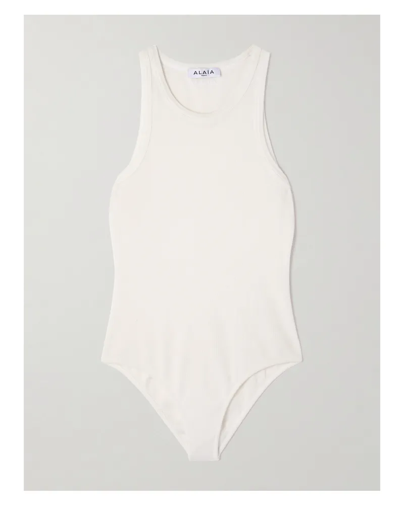 Alaïa Ribbed-knit Bodysuit - Neutrals Neutrals
