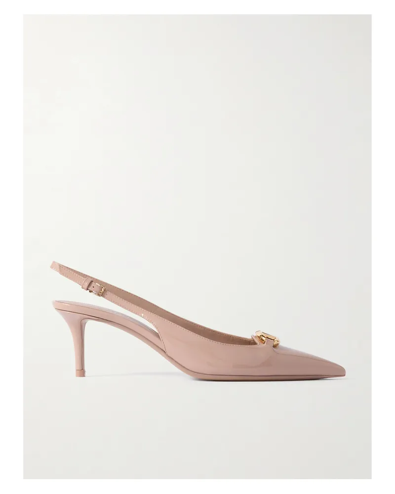 Valentino Garavani Vlogo Bold 60 Slingback-pumps Aus Lackleder Mit Verzierung - Neutral Neutral