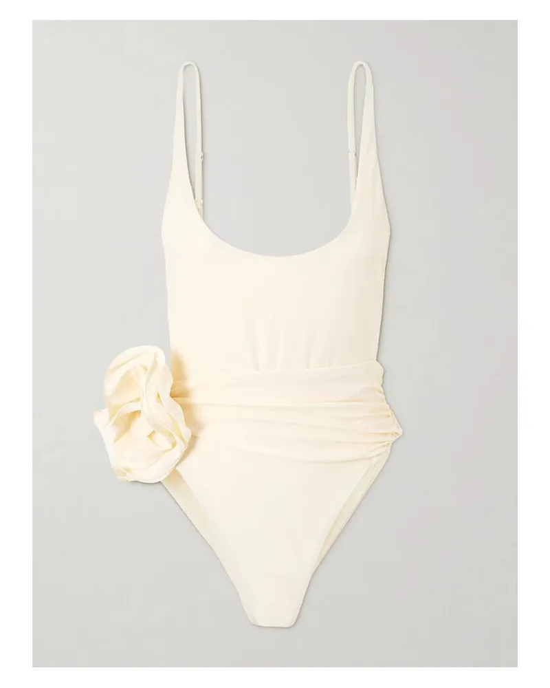 Magda Butrym Badeanzug Mit Raffungen Und Applikation - Creme Creme