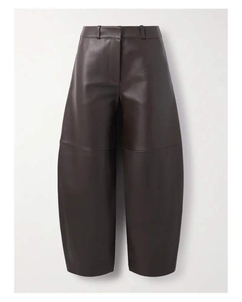 Co Paneled Leather Barrel-leg Pants - Brown Brown