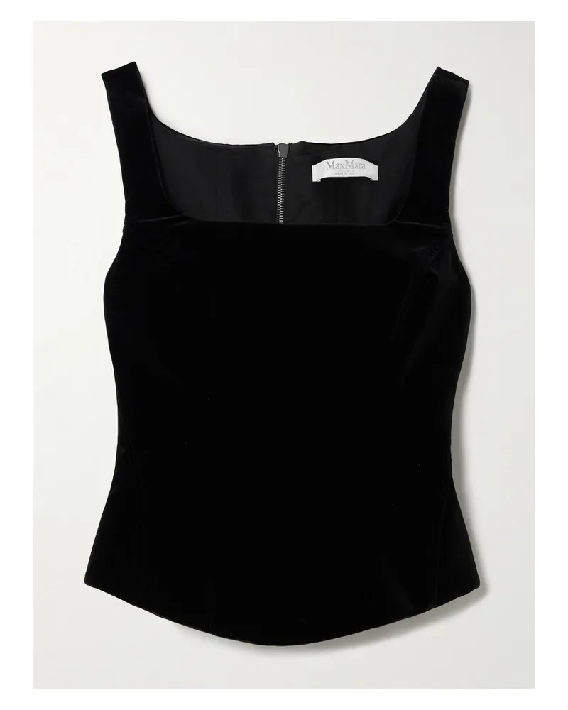 Max Mara Bustier Aus Stretch-baumwollsamt - Schwarz Schwarz