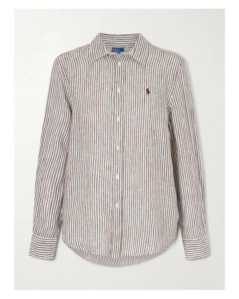Ralph Lauren Embroidered Striped Linen Shirt - Multi Multi