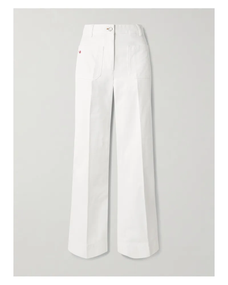 Victoria Beckham Alina Hoch Sitzende Jeans Mit Weitem Bein Und Stickerei - Weiß Weiß