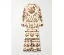 Majestic Hearts Maxikleid Aus Georgette Mit Blumenprint Und Rüschen - Creme