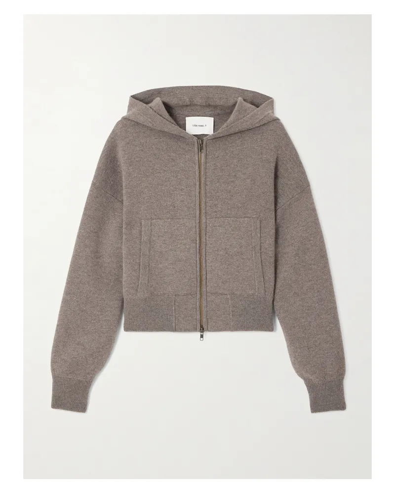 Lisa Yang Lilia Cropped Cashmere Hoodie - Neutrals Neutrals