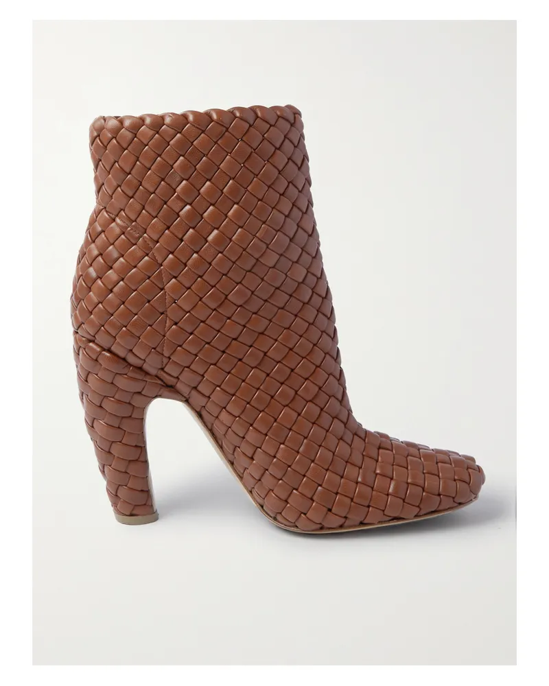 Bottega Veneta Mini Lido Intrecciato Leather Ankle Boots - Brown Brown