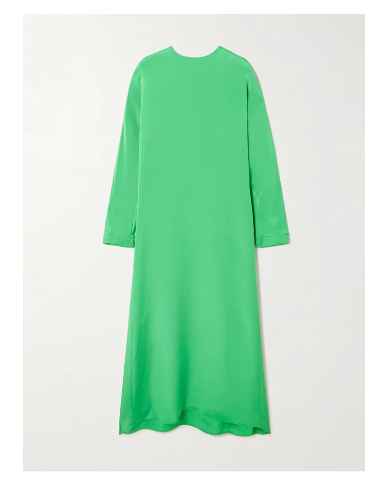 tibi Silk Crepe De Chine Maxi Dress - Green Green