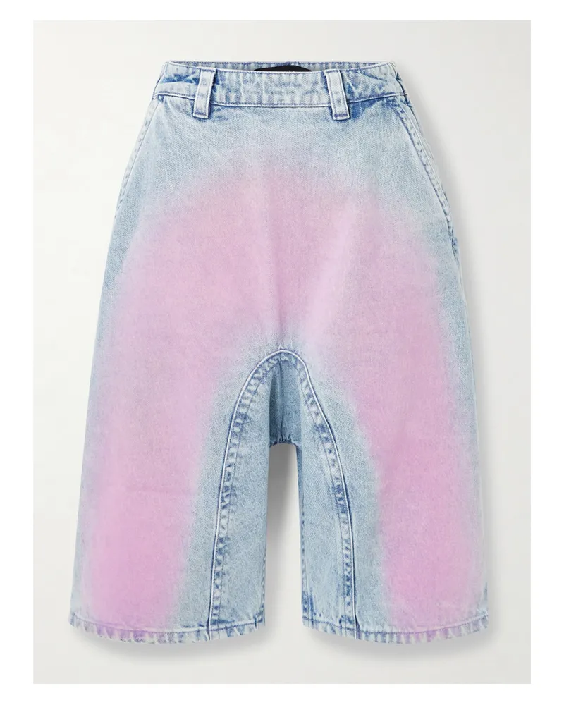 Y/PROJECT Soufflé Jeansshorts Mit Flockprint - Blau Blau