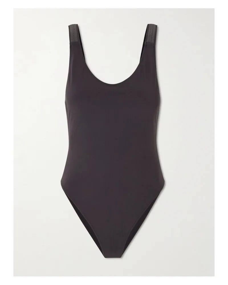 Brunello Cucinelli Badeanzug Mit Zierperlen - Braun Braun