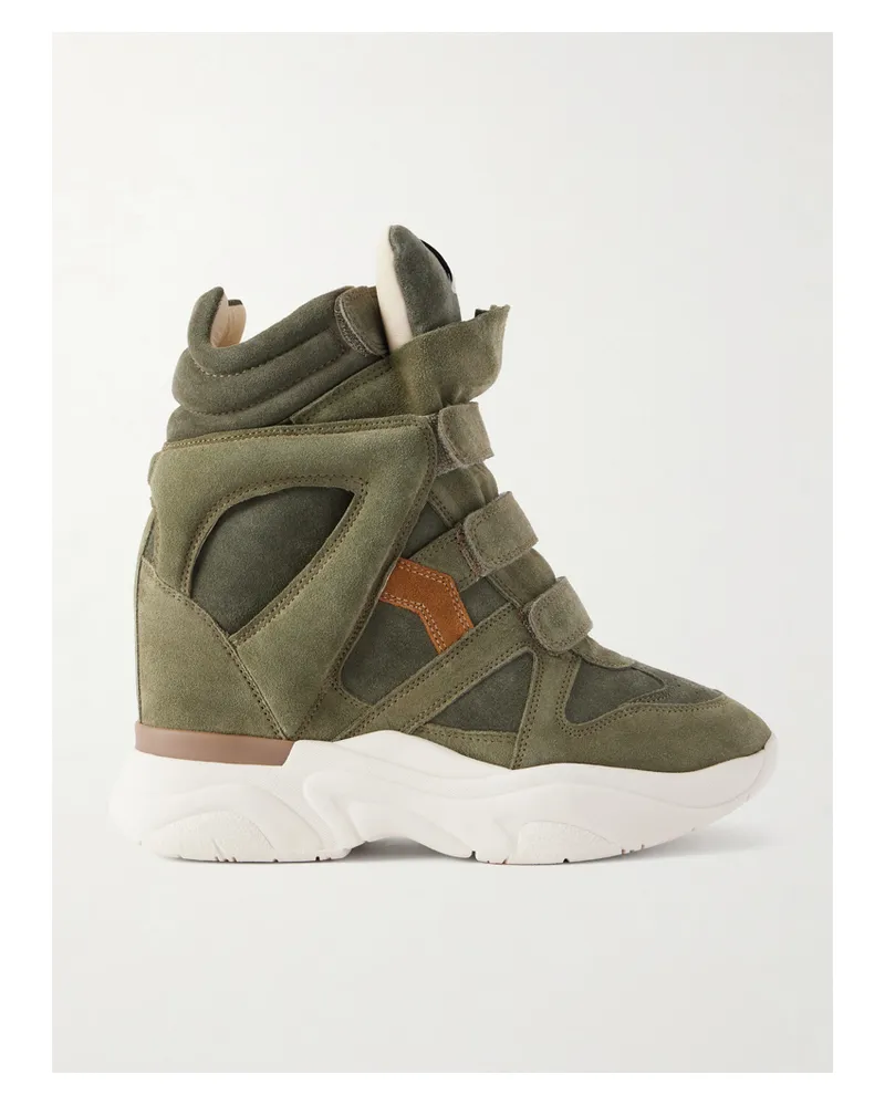 Isabel Marant Balskee Suede High-top Wedge Sneakers - Green Green