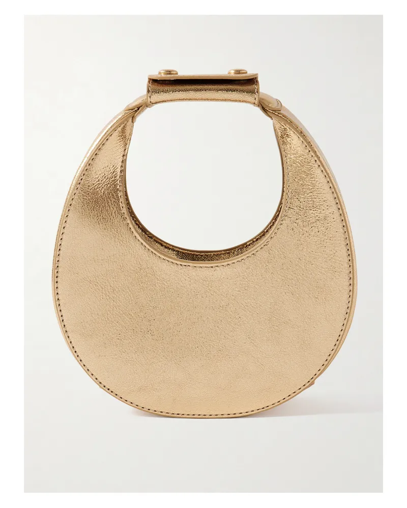 STAUD Goodnight Moon Metallic Crinkled-leather Tote - Gold Gold
