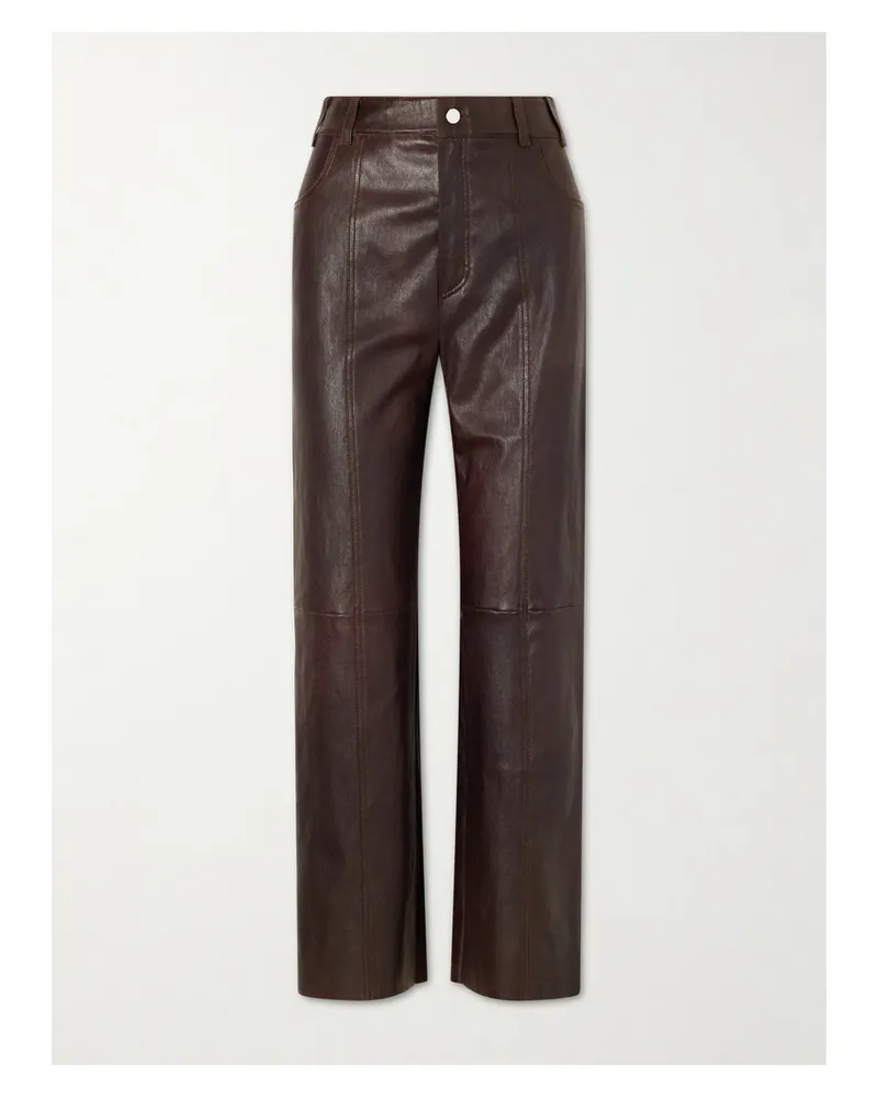 Stouls Benny Leather Straight-leg Pants - Burgundy Burgundy