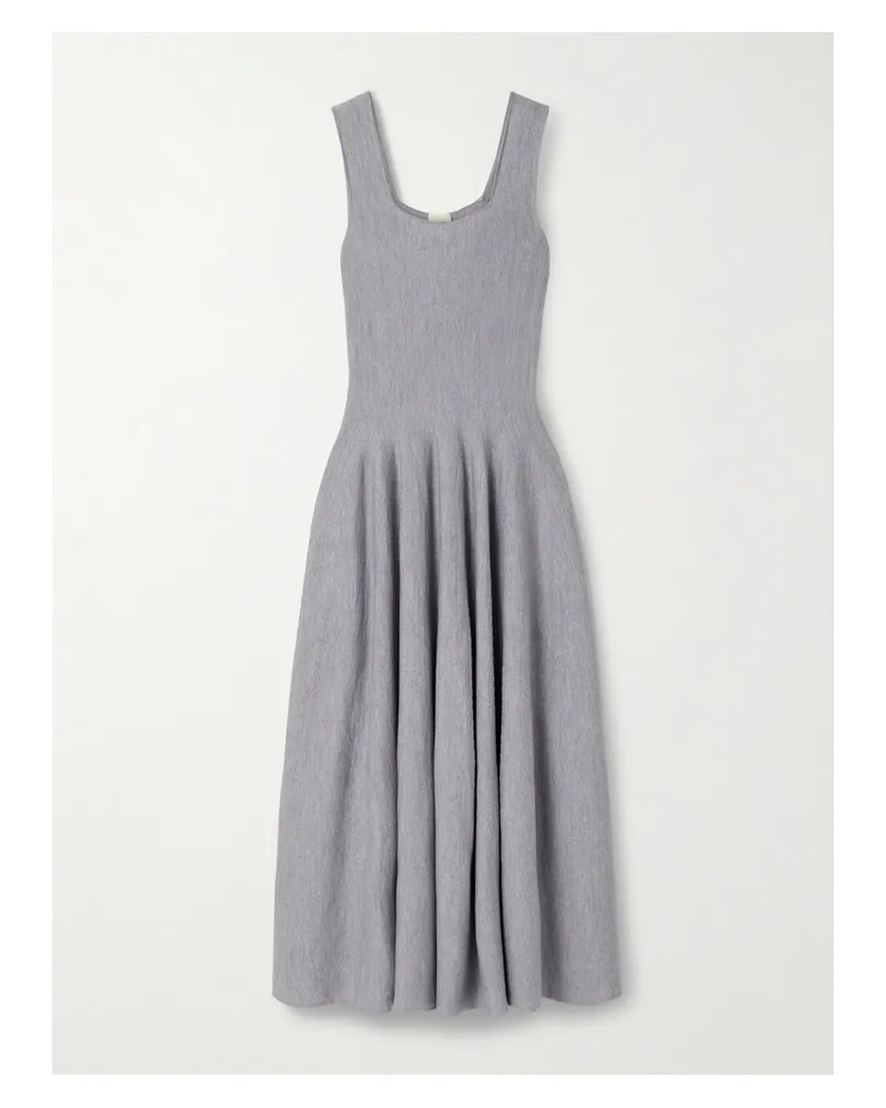 KHAITE Jodie Midikleid Aus Wolle Mit Falten - Grau Grau