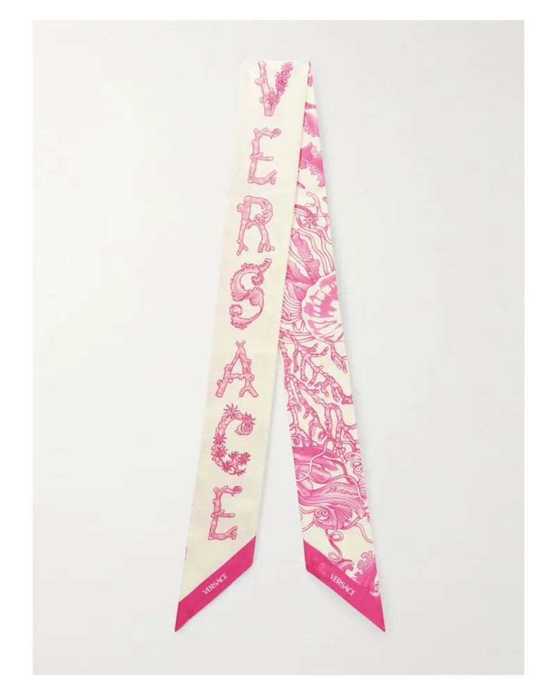 Versace Tuch Aus Bedrucktem Seiden-twill - Pink Pink