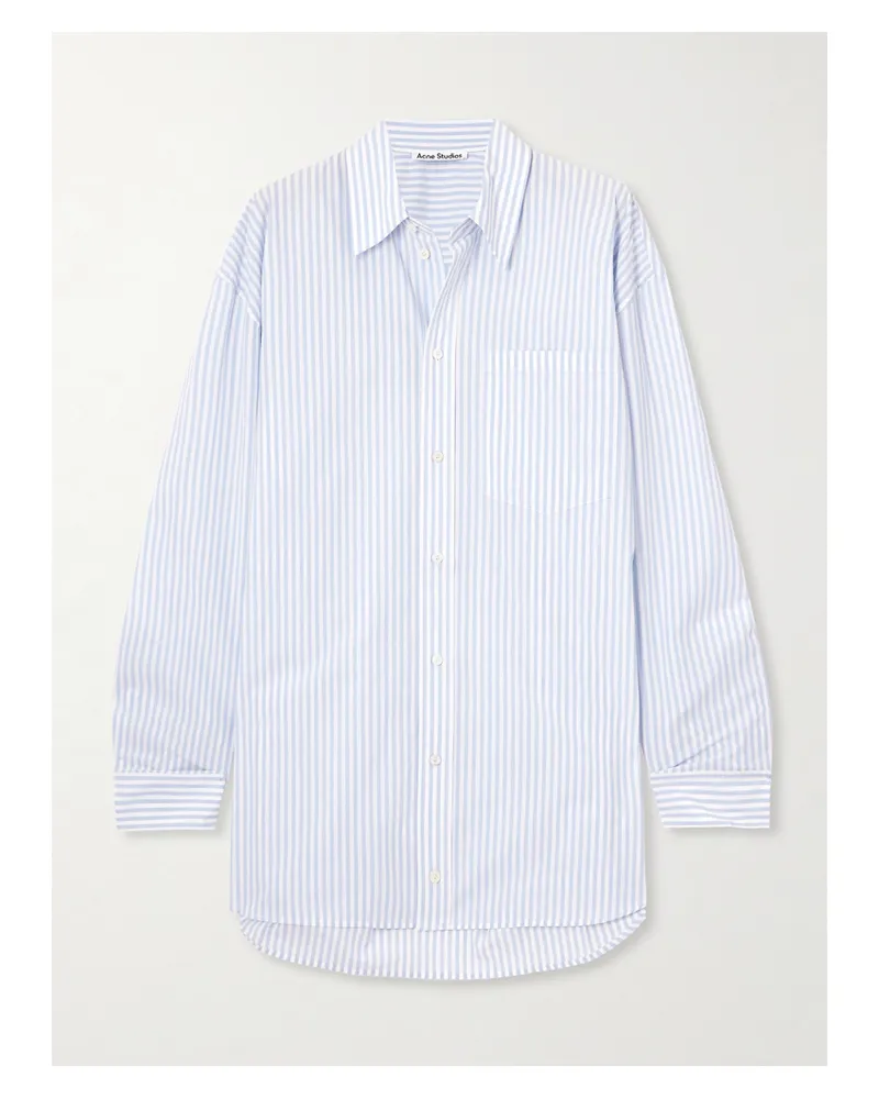 Acne Studios Oversized-hemd Aus Gestreiftem Baumwoll-oxford Mit Print - Blau Blau