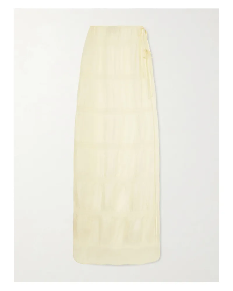 Kiki De Montparnasse Smocked Silk-blend Maxi Skirt - Yellow Yellow