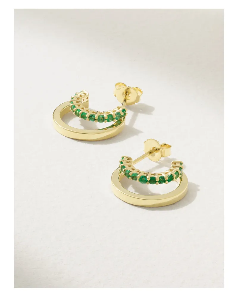 Jennifer Meyer Mini Double Creolen Aus 18 Karat Gold Mit Smaragden Gold