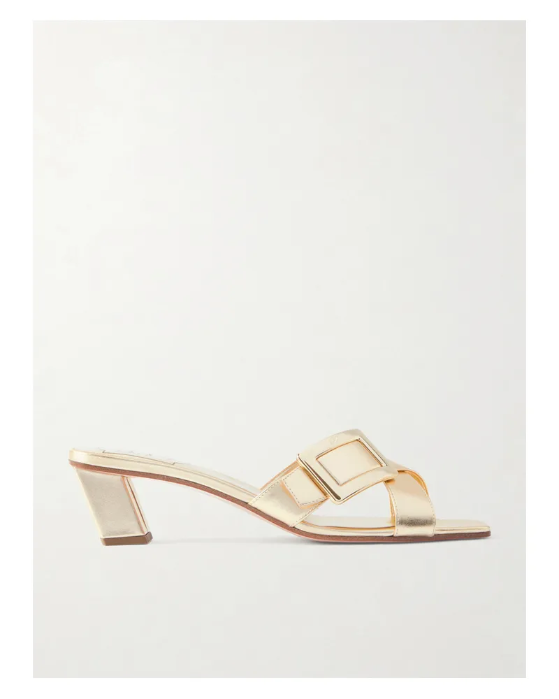 Roger Vivier Mules Aus Metallic-leder Mit Zierschnalle - Gold Gold