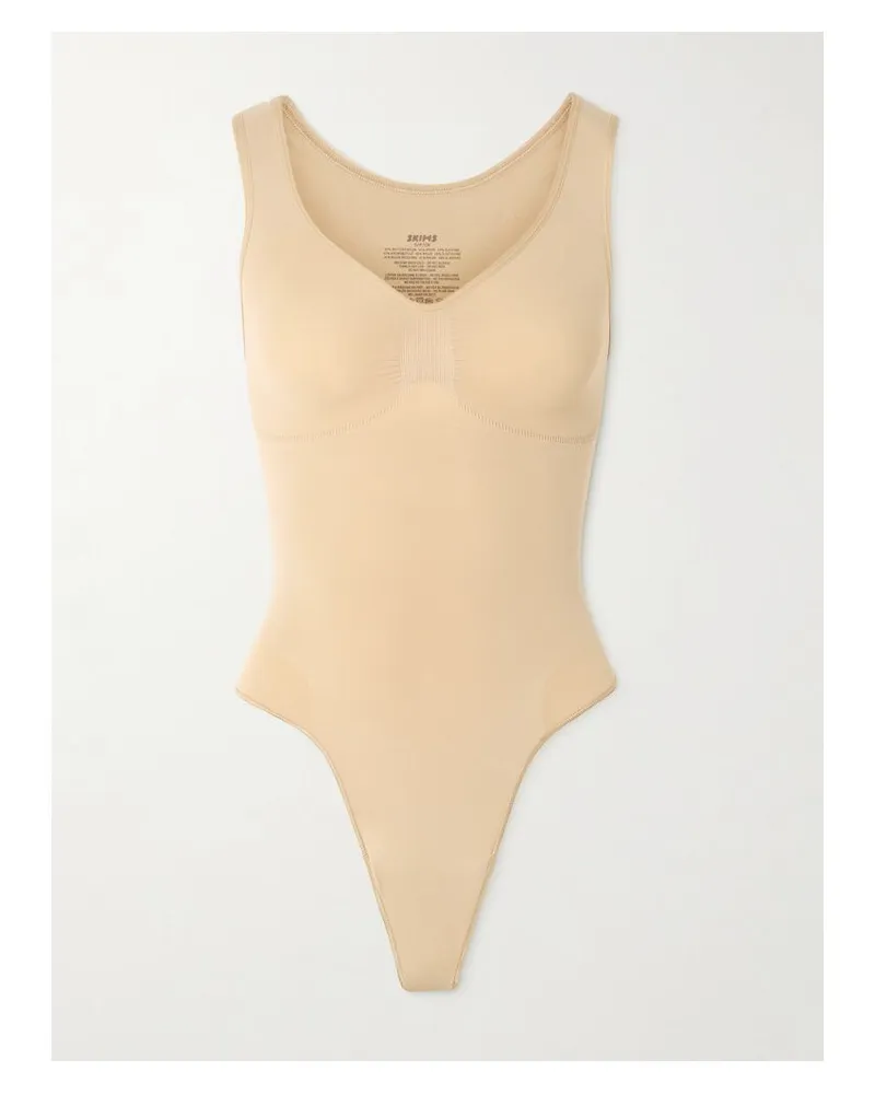 SKIMS Seamless Sculpt Scoop Neck Thong Bodysuit – Sand – Body - Neutral Neutral