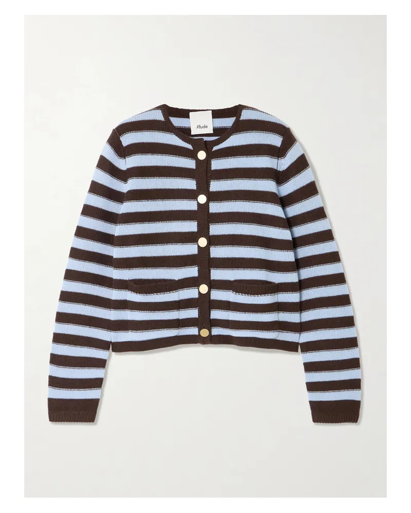 ALLUDE Cardigan Aus Einer Woll-kaschmirmischung Mit Streifen - Blau Blau
