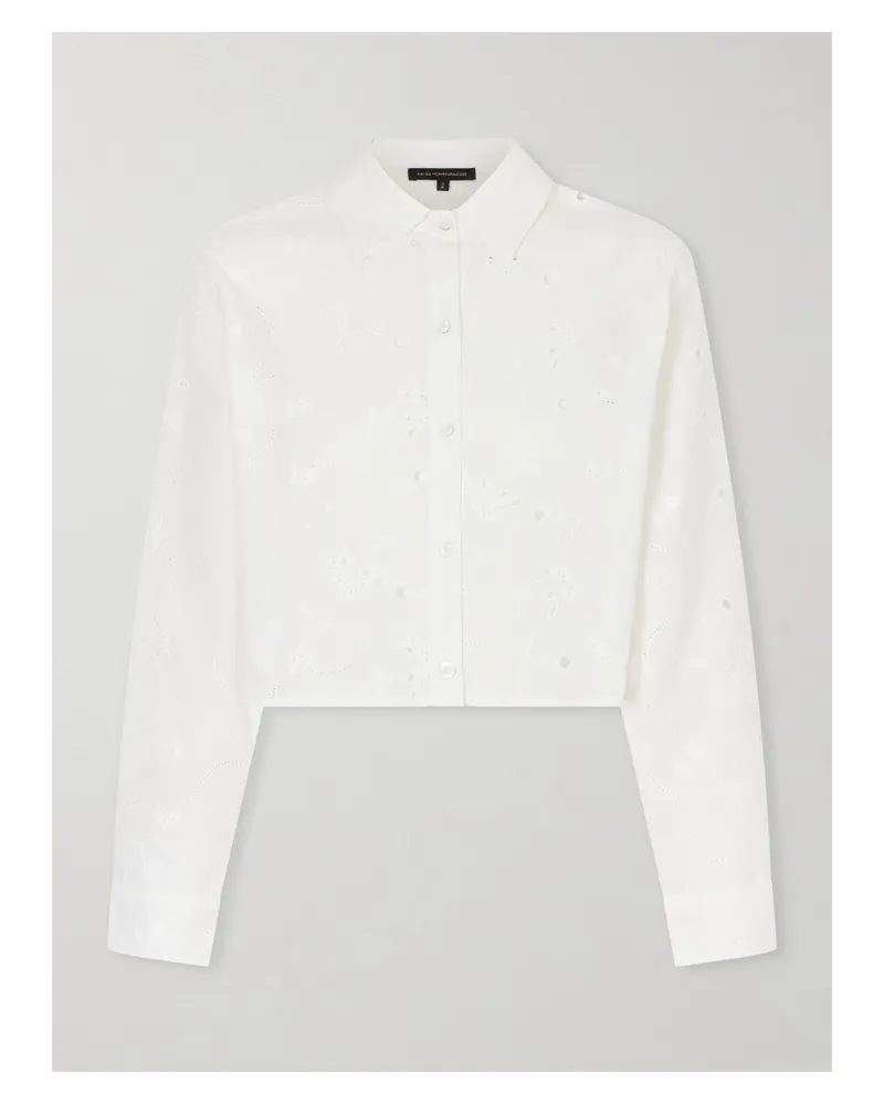 Kiki De Montparnasse Simone Cropped Broderie Anglaise Cotton Shirt - Neutrals Neutrals