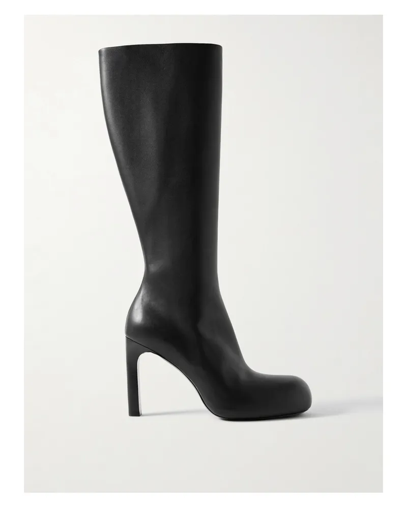 Balenciaga Fargo Leather Knee Boots - Black Black