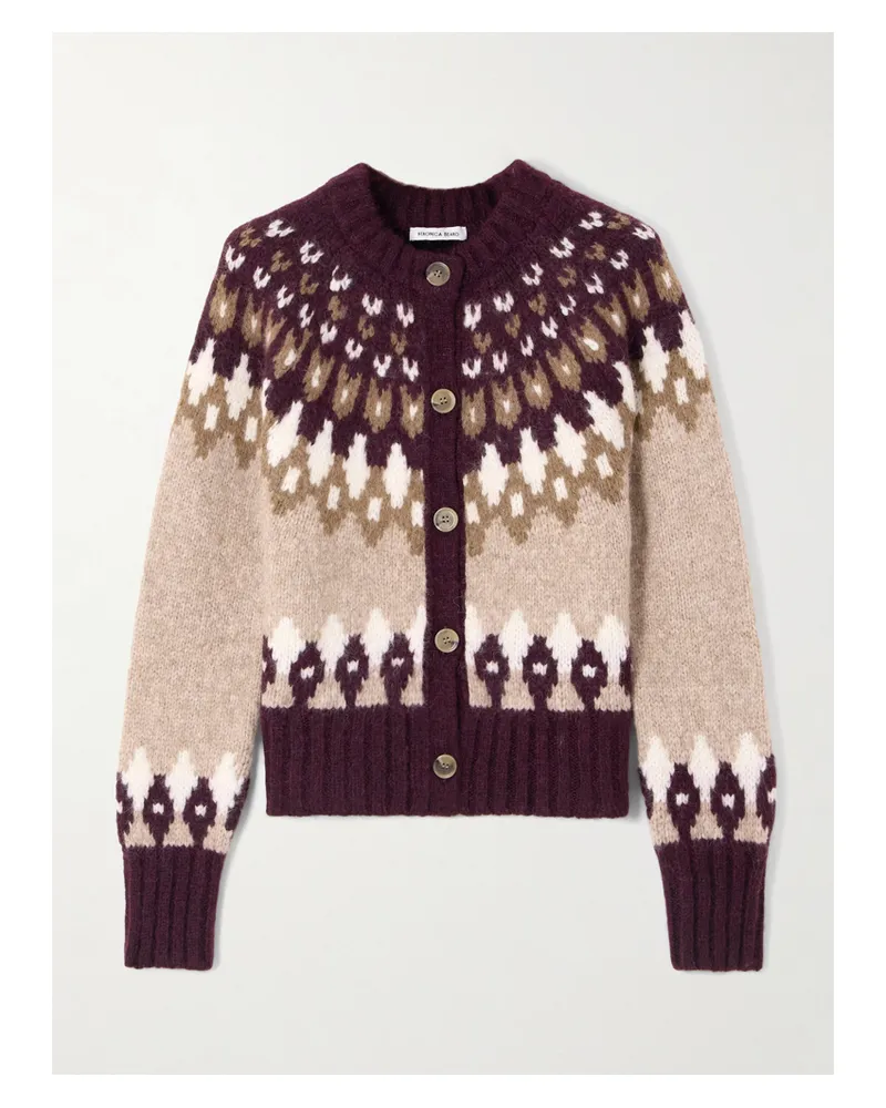 Veronica Beard Christina Cardigan Aus Einer Alpakawollmischung Mit Fair-isle-muster - Braun Braun