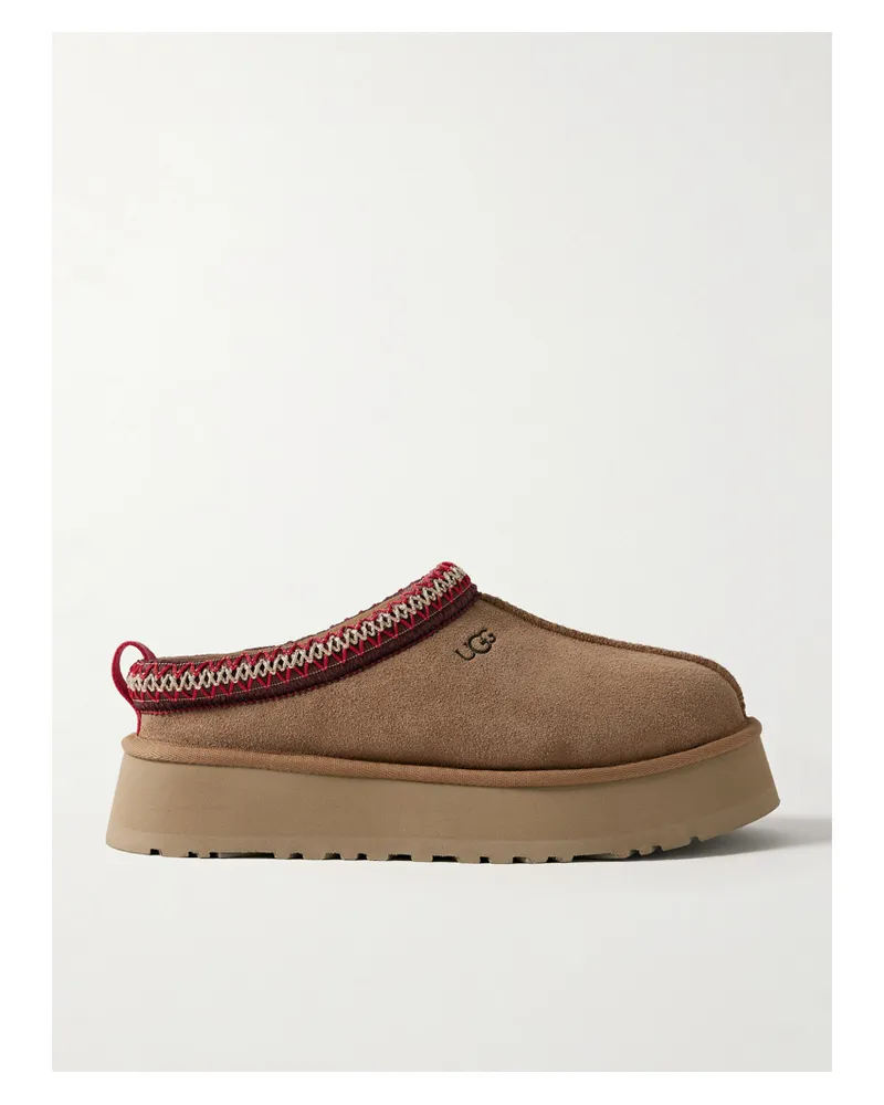 UGG Tazz Slippers Aus Shearling Mit Stickereien Und Plateau - Braun Braun