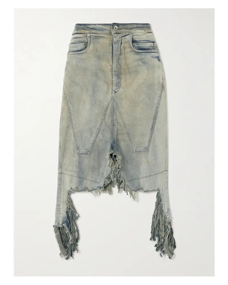 Rick Owens Midi-jeansrock In Distressed-optik - Blau Blau