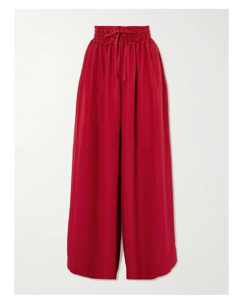 Maria Mcmanus Basketball Satin-trimmed Cotton-twill Wide-leg Pants - Red Red