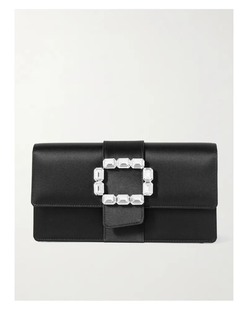 Manolo Blahnik Maycapjou Crystal-embellished Satin Clutch - Black Black