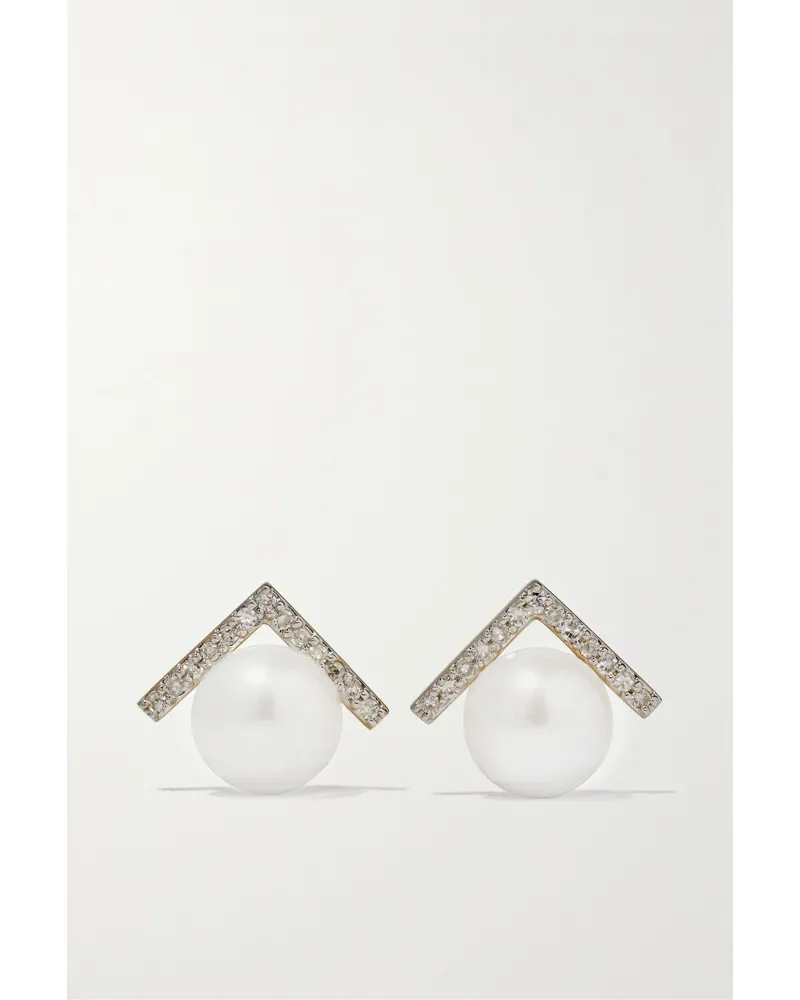 MATEO Ohrringe aus 14 Karat  mit Diamanten Und Perlen Gold
