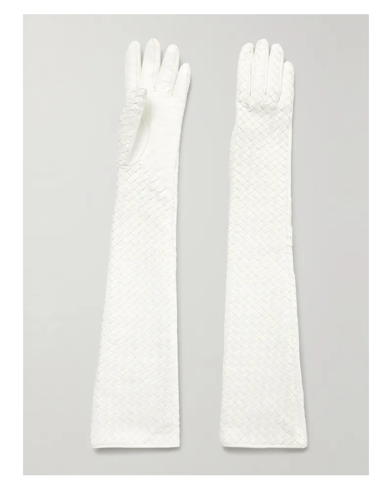Bottega Veneta Intrecciato Leather Gloves - White White