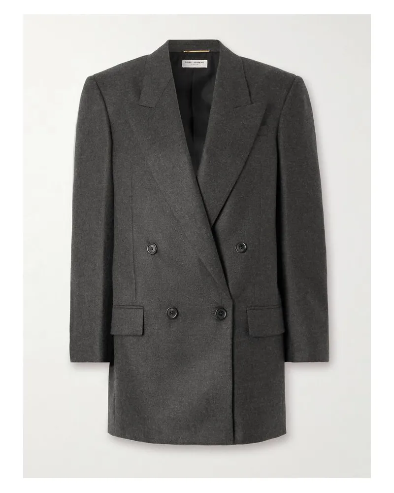 Saint Laurent Doppelreihiger Blazer Aus Kaschmir-twill - Grau Grau