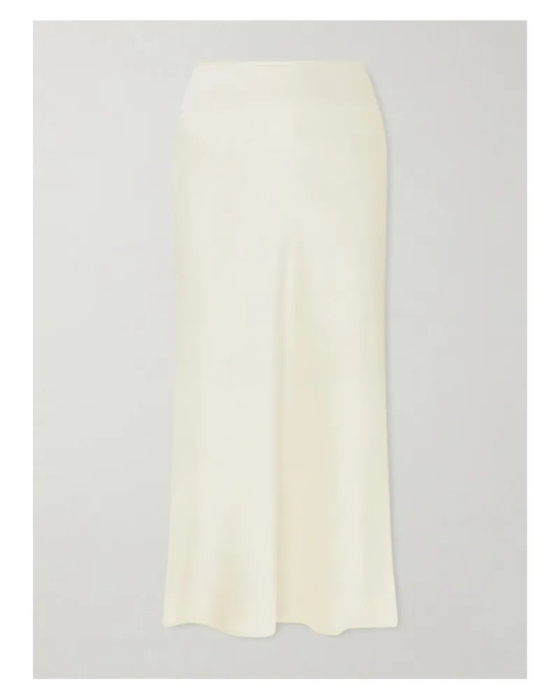 Another Tomorrow Satin Midi Skirt - Neutrals Neutrals